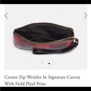 NWT Coach Plaid Print Wristlet